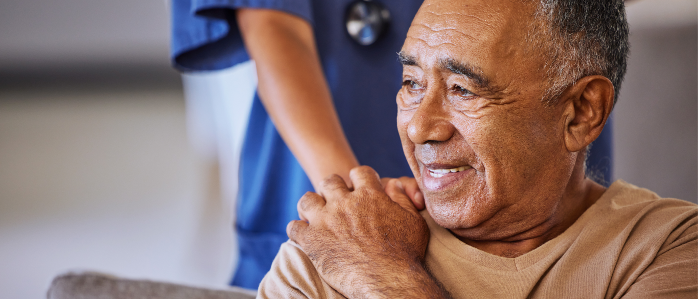 a man holding his hand up