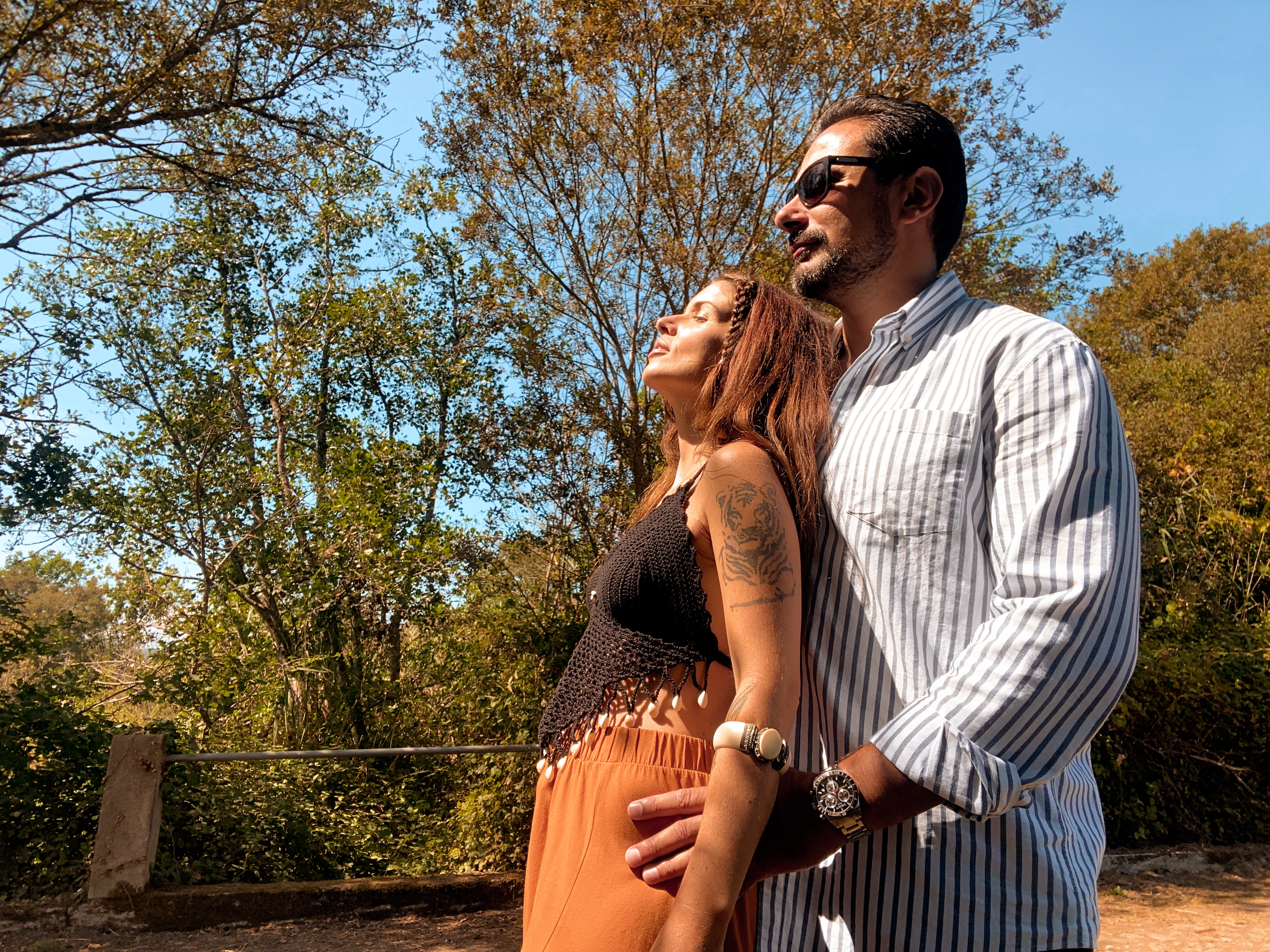 a man and woman kissing